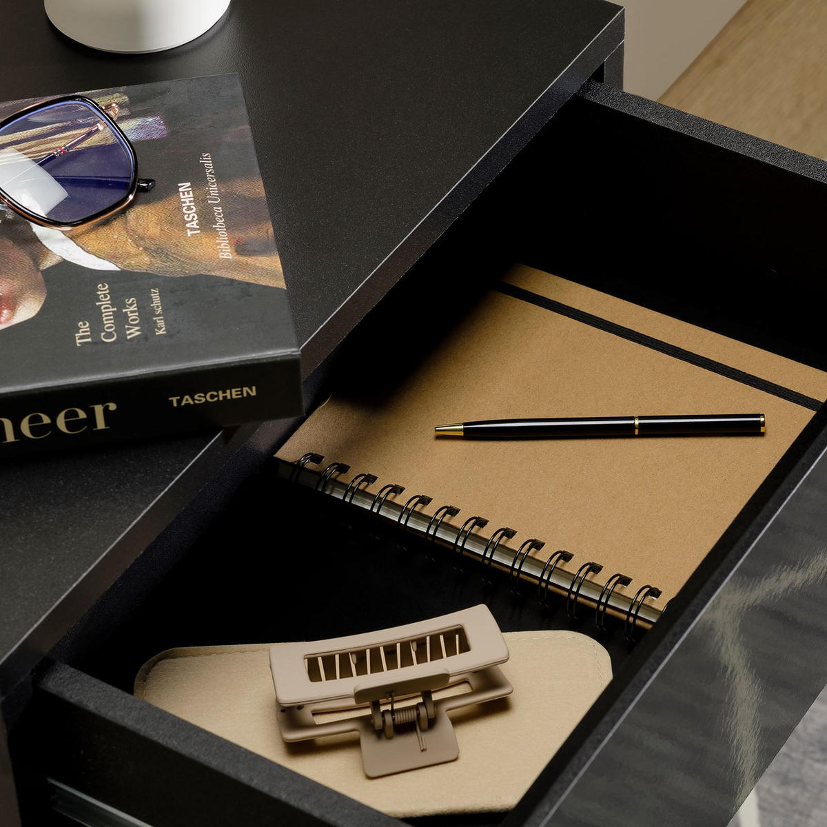 HÄNGENDER NACHTTISCH ANNI - Schwarz Hochglanz, Holzwerkstoff (42/29/30cm) - CARO-Möbel