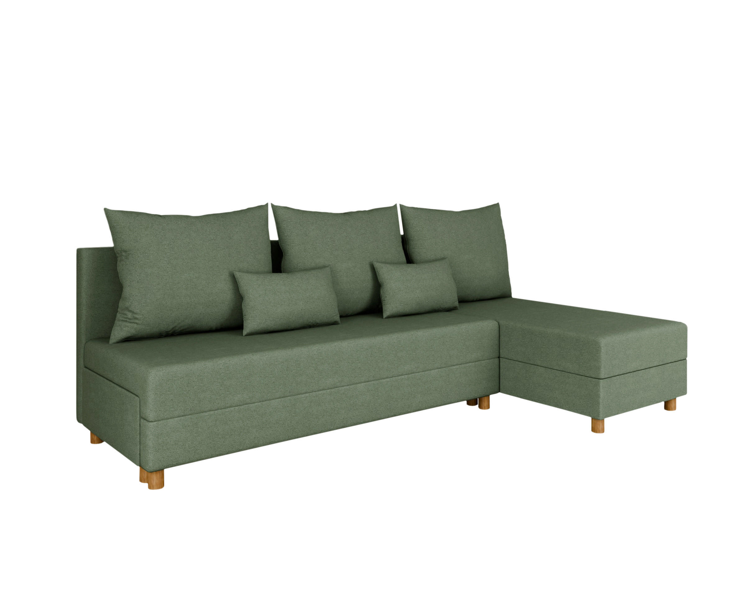ECKSOFA Lellice L-Form - links oder rechts montierbar, grün - Grün, Holz (214/122cm) - Homesy