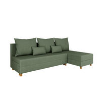 ECKSOFA Lellice L-Form - links oder rechts montierbar, grün - Grün, Holz (214/122cm) - Homesy