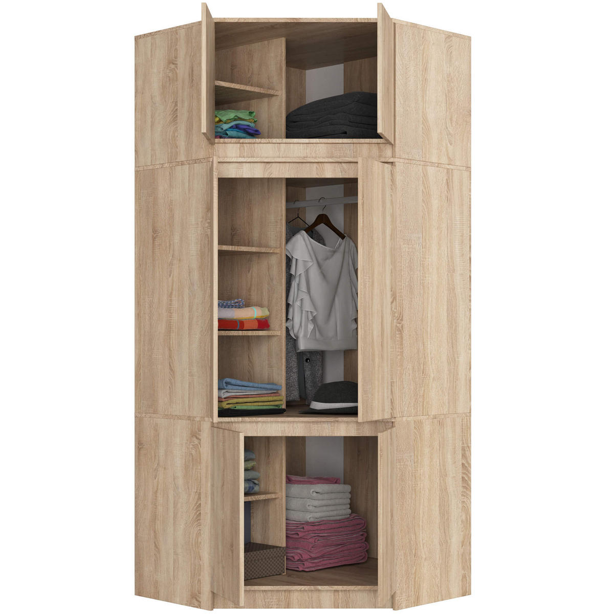 KLEIDERSCHRANK Eiche Sonoma 235/100/50 - Sonoma Eiche, Holzwerkstoff (100/235/50cm) - RAUMHIRSCH FURNITURE