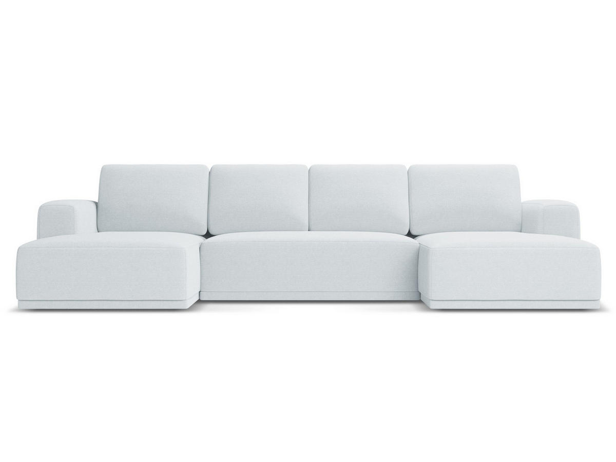 WOHNLANDSCHAFT Chenille Stoff Blau - Blau/Schwarz, Kunststoff/Textil (333/91/160cm) - Makamii