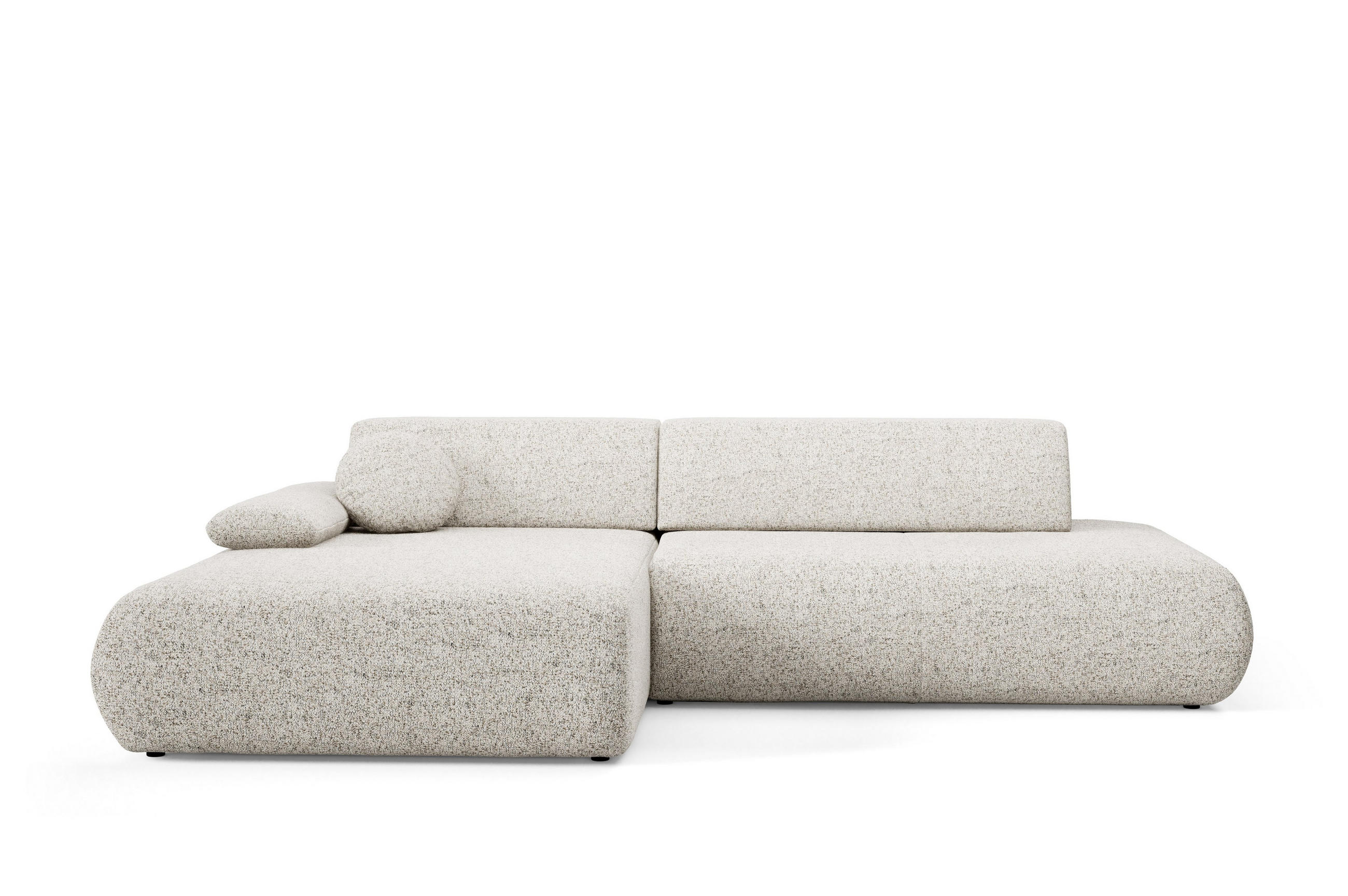 ECKSOFA DELTA L-S Beige Geflochtener Stoff mit Schlaffunktion - Beige, Holz (286/173.5cm) - MASSENO