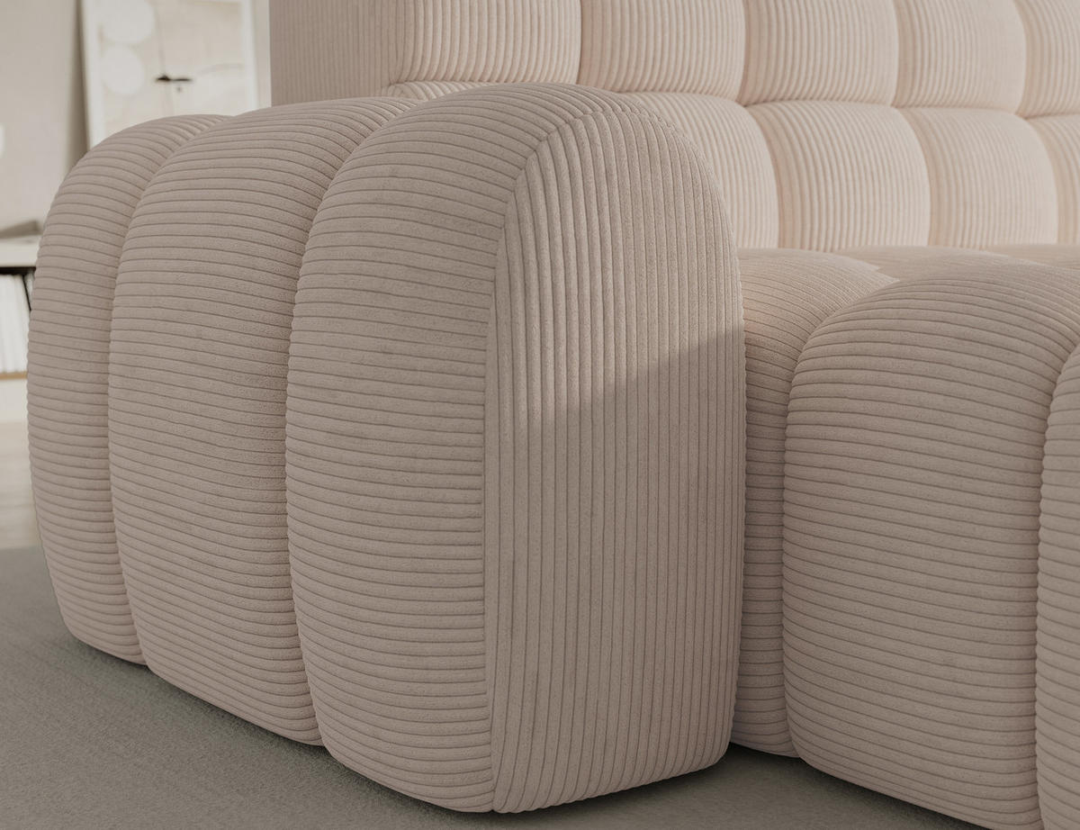 ECKSOFA Lorveno L - Creme (Jarell 20) - Creme, Holzwerkstoff (283/165cm) - Möblo