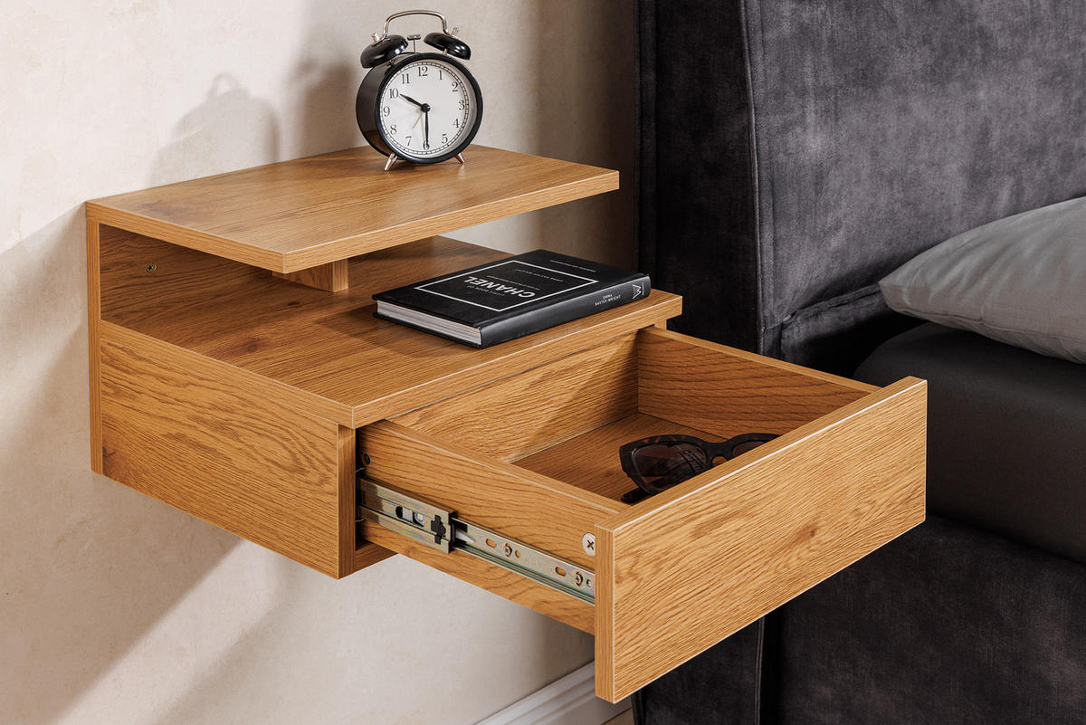 NACHTTISCH FLOATING Schichtholz Natur 35 cm - Braun, Holzwerkstoff (35/23/32cm) - riess-ambiente