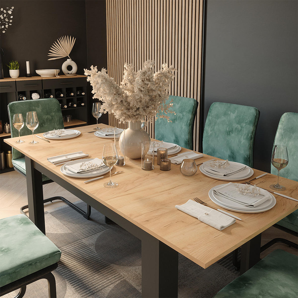 JÍDELNÍ STŮL Repose Antracit/zlatý dub - antracitová, kompozitní dřevo (80/180/76cm) - Vicco