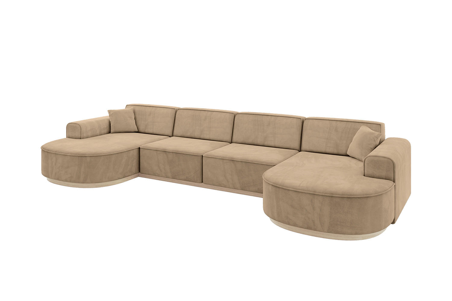 WOHNLANDSCHAFT MARI-U2-v1 - 388x171x83 cm Taupe Velours - Taupe, Holzwerkstoff/Textil (388/83/171cm) - ALTDECOR