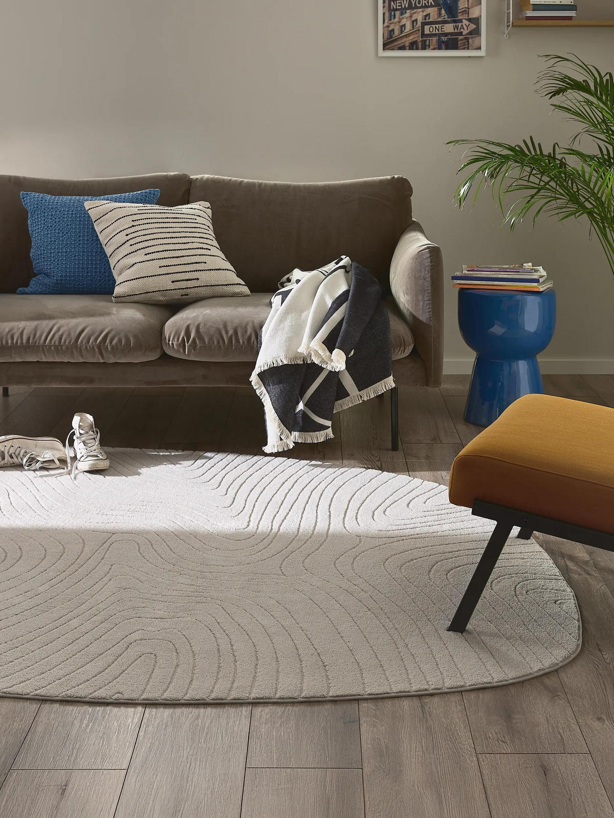 TEPPICH Pam waschbar Grau 120/160 cm - Grau, Kunststoff/Textil (120/160cm) - benuta