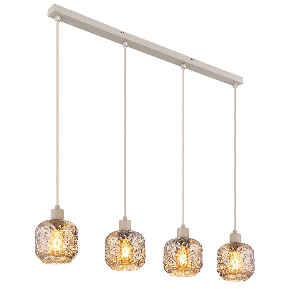 LED HÄNGELEUCHTE Rauchglas, 4-flammig - Beige, Glas (89/14/120cm) - Globo Lighting