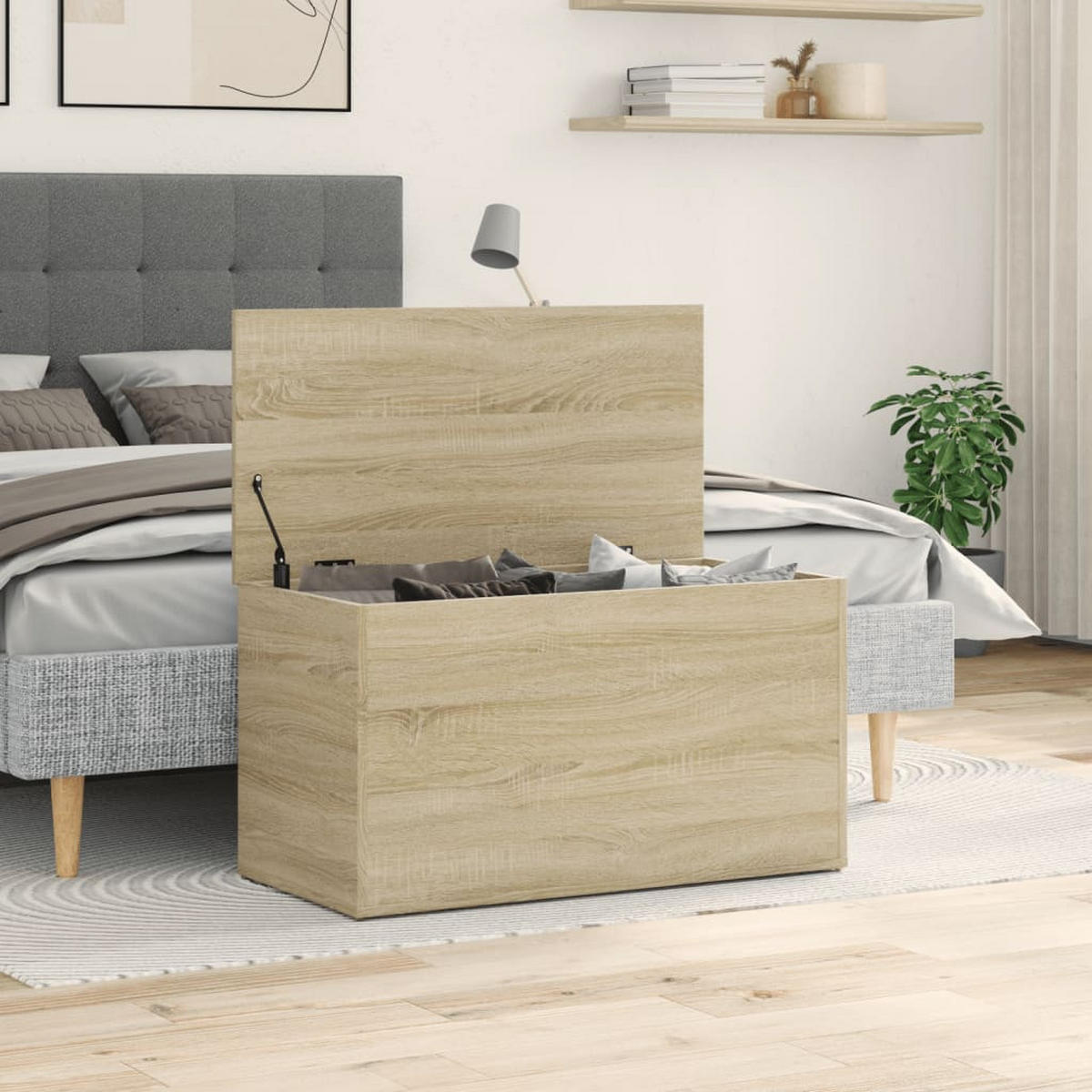 AUFBEWAHRUNGSTRUHE Sonoma-Eiche 84/42/46 Cm Holzwerkstoff - Sonoma Eiche, Holz (84/46/42cm) - vidaXL
