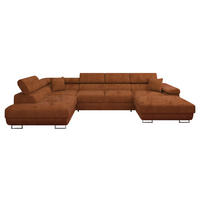 WOHNLANDSCHAFT Torezio Bis, Seite: Links - Dunkelorange, Holz/Textil (346/90/203cm) - MIRJAN24