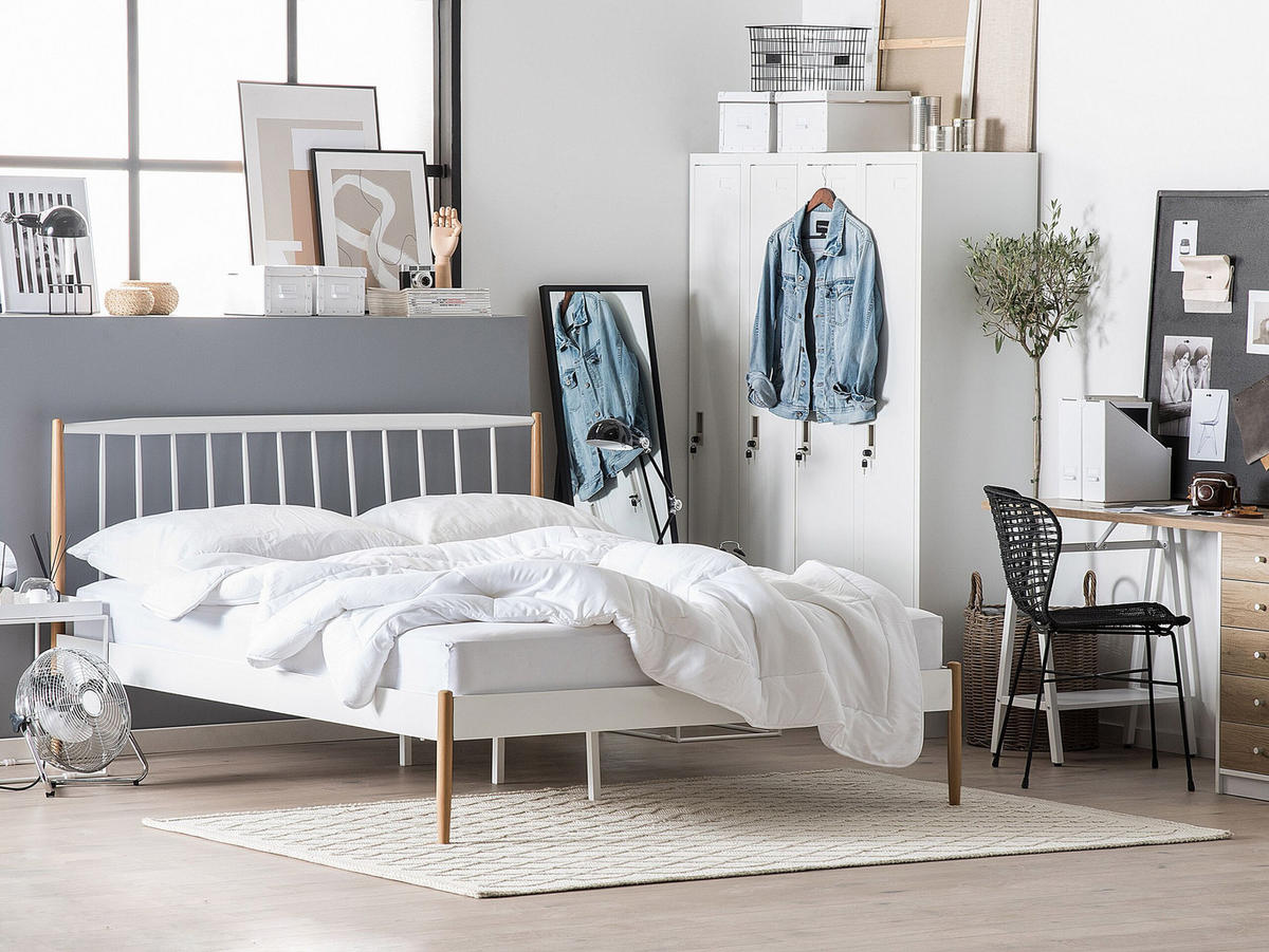 METALLBETT 180/200cm Weiß Maurs - Weiß, Metall (180/200cm) - Beliani