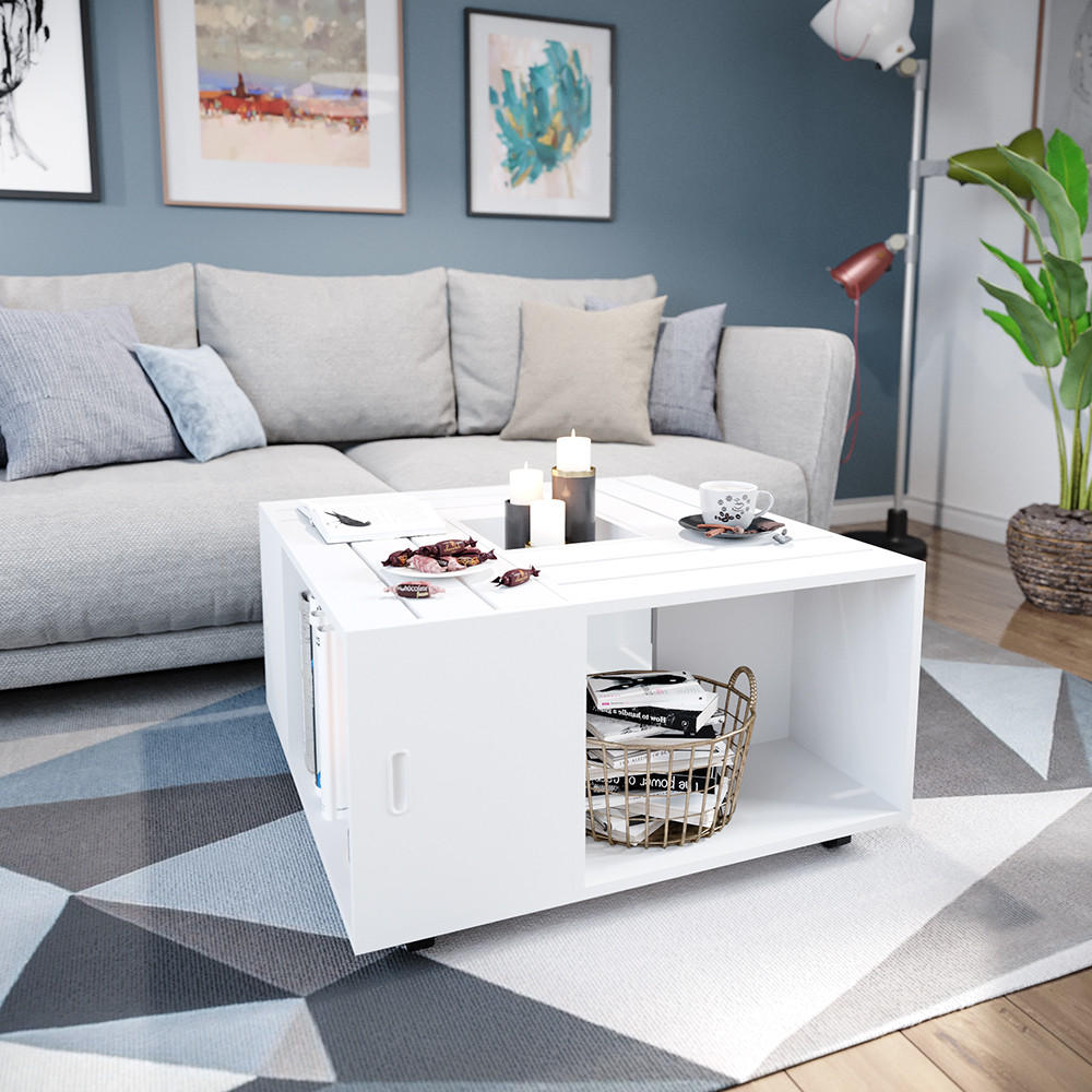 COUCHTISCH Anton Weiß 80 x 80 cm - Weiß, Holzwerkstoff (80/80/43cm) - Vicco