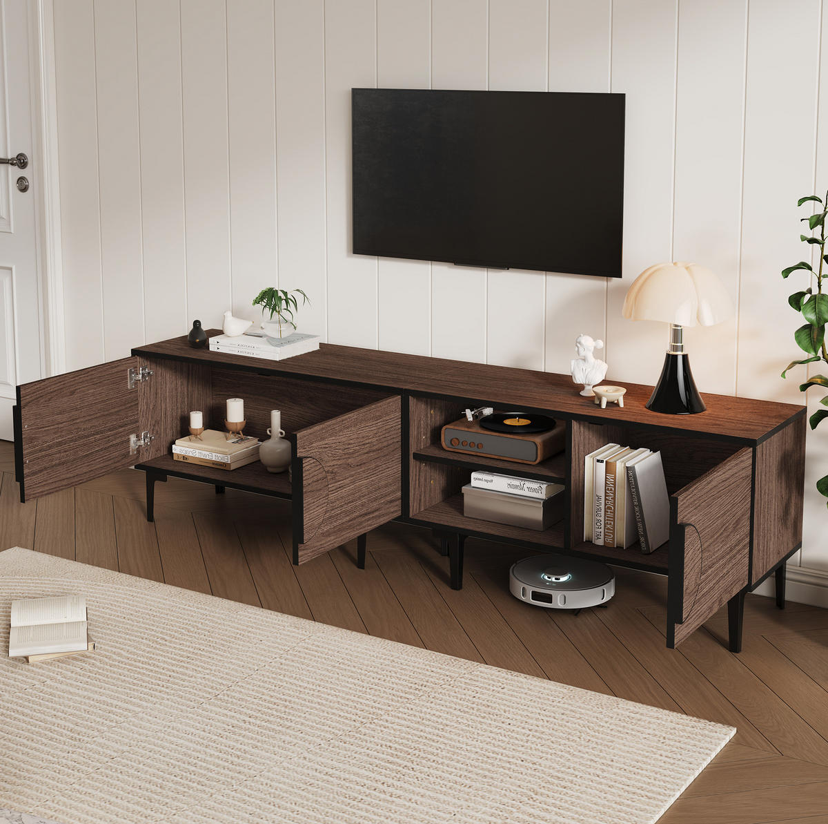 TV-ELEMENT mit 3 Türen 180 x 35 x 49 cm Dark Oak - Braun, Holzwerkstoff (35/49/180cm) - Beauniv