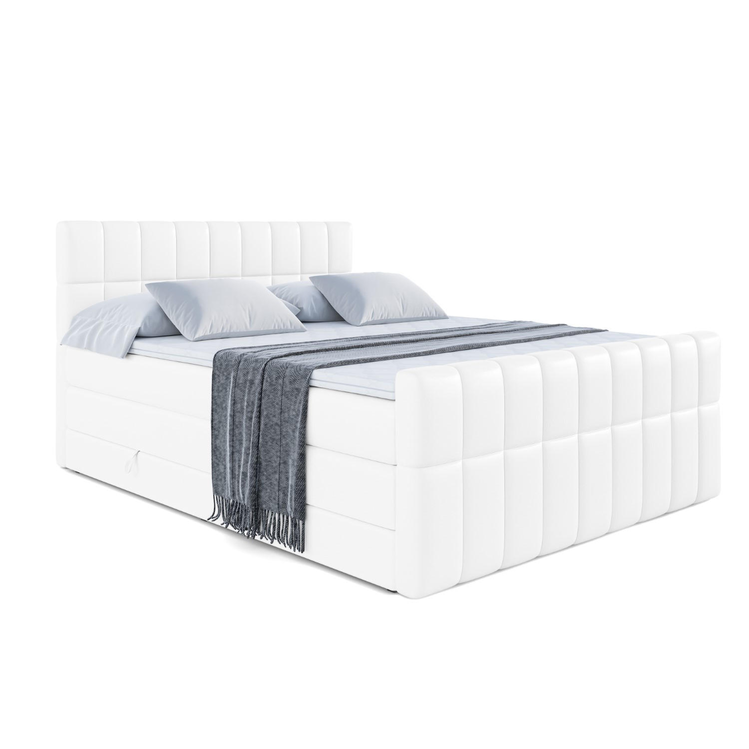 BOXSPRINGBETT MIAMI-Z KING - 120x200 - H3/H4 - Weiß Hochglanz - Weiß Hochglanz, Holzwerkstoff (120/200cm) - ALTDECOR