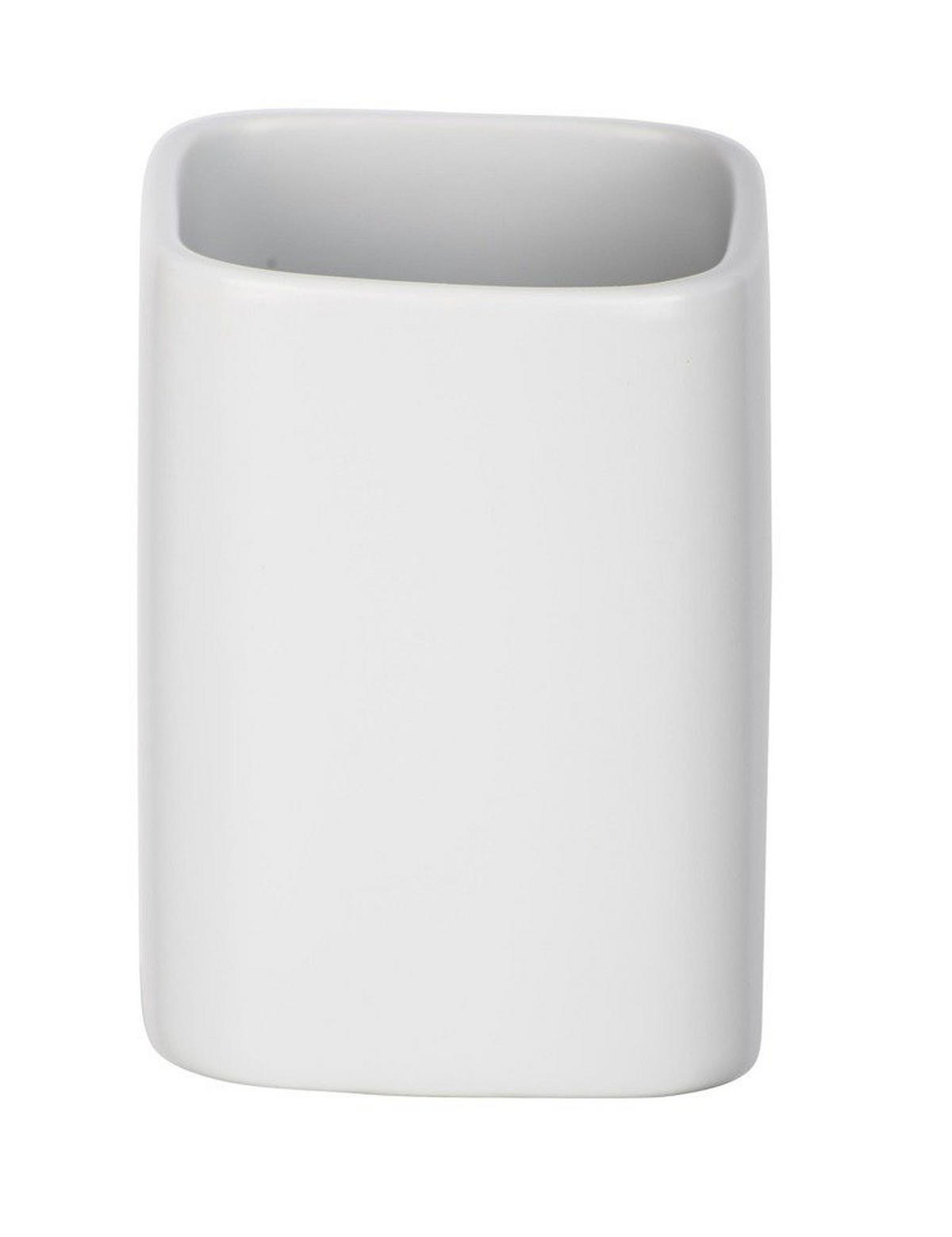 BEHÄLTER für Zahnbürsten und Zahnpasta Hexa 6,5/6,5/9 cm - Weiß, Keramik (6.5/9/6.5cm) - Wenko