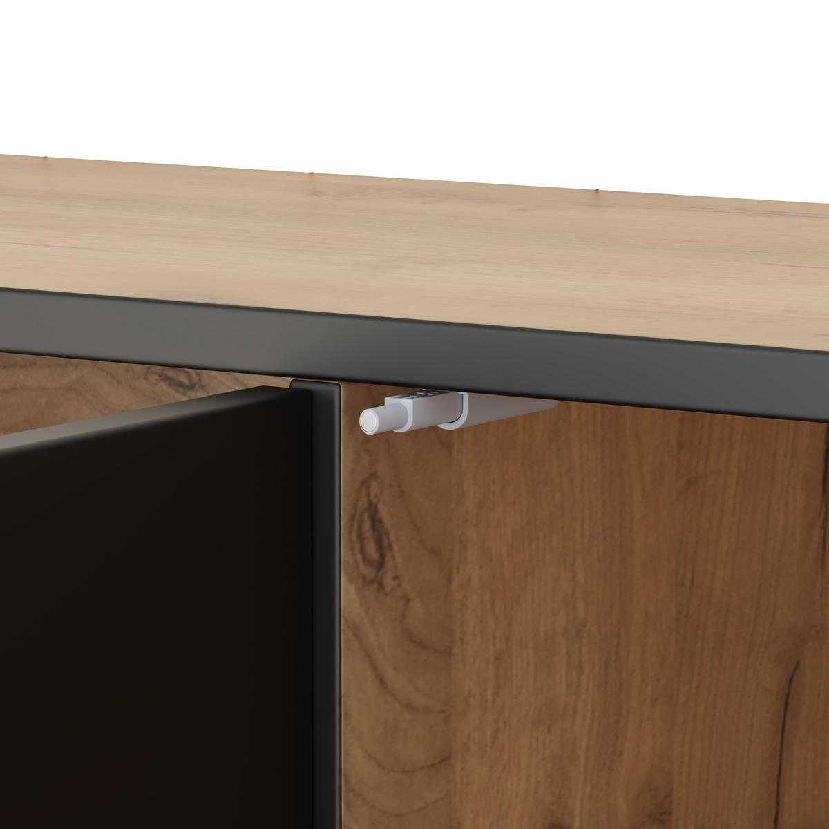 LOWBOARD DE-40395 4 Fächer mit schrägen Türen Holzfarbe/Schwarz - Naturfarben, Holzwerkstoff (160/45/36.5cm) - ComfortXL