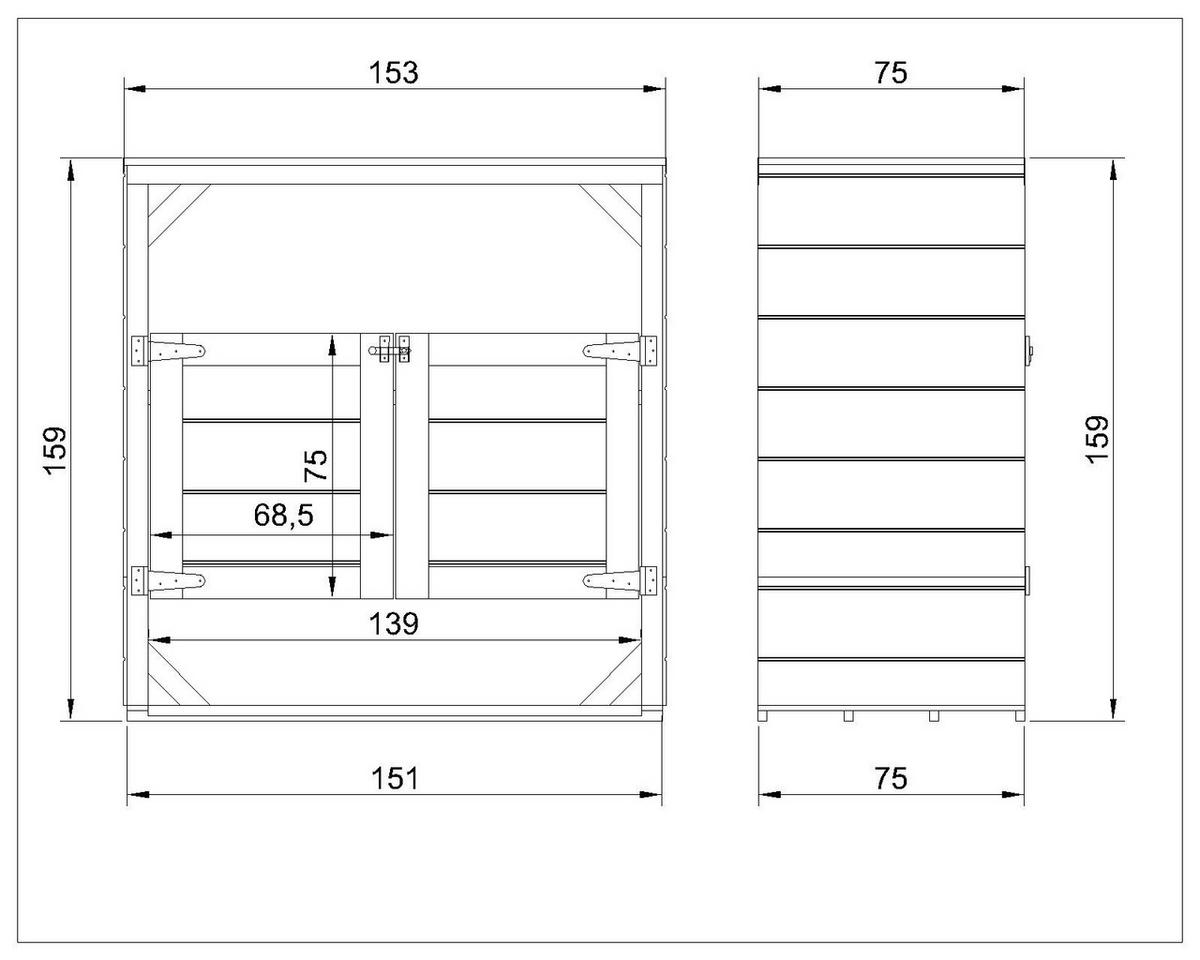 MÜLLTONNENBOX 2er 240L, Timbela M980A-TUNDRA CAVERN, Aus Wetterfest LP Smartside Holz - Graubraun, Holz (153/159/75cm) - Timbela