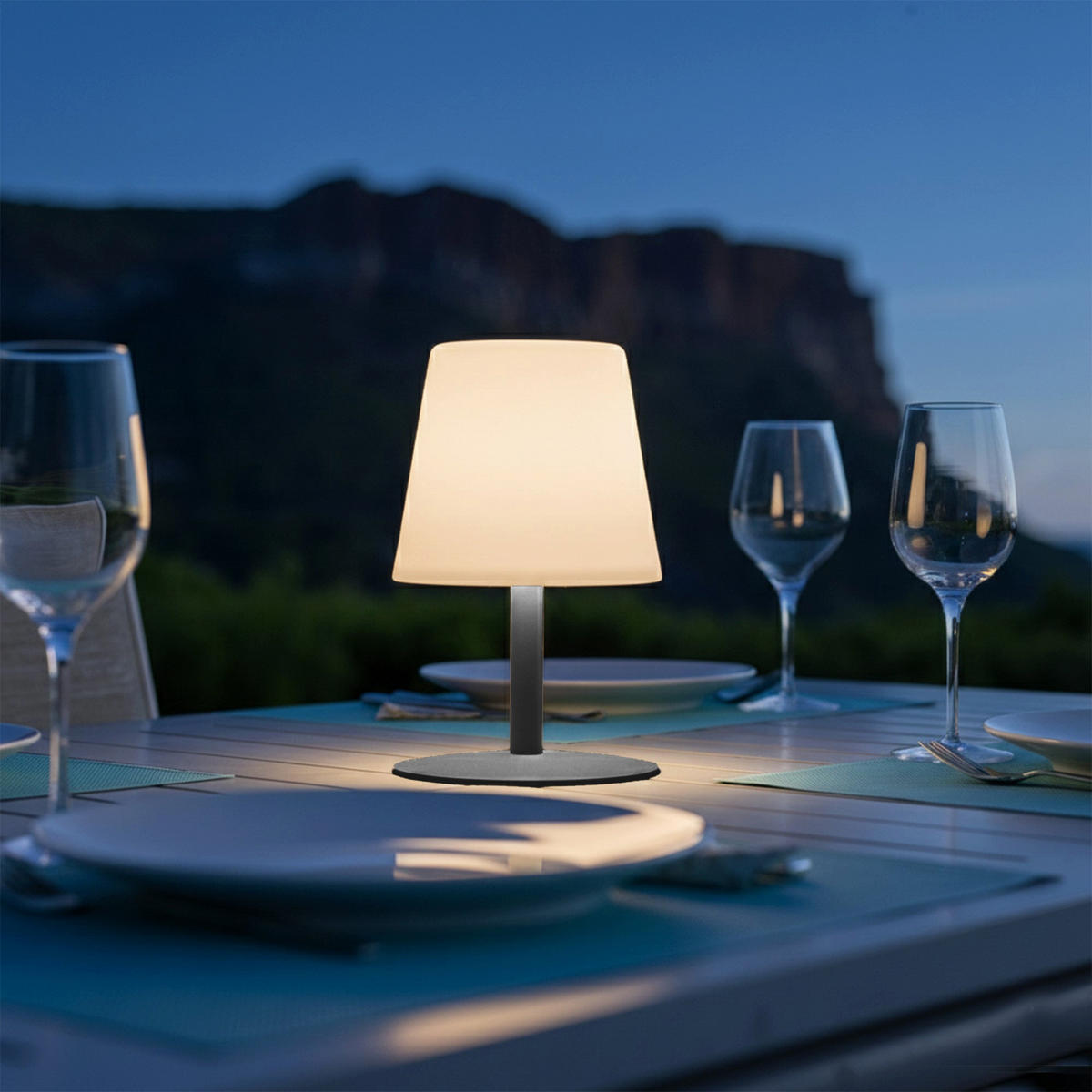 STANDY H25CM Kabellose Tischleuchte - Grau, Metall (18/16/26cm) - Lumisky