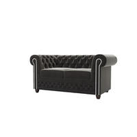 CHESTERFIELD-SOFA 2-Sitzer Nyx Schwarz Samt - Schwarz/Braun, Holz/Textil (148/72/86cm) - S-Style Möbel