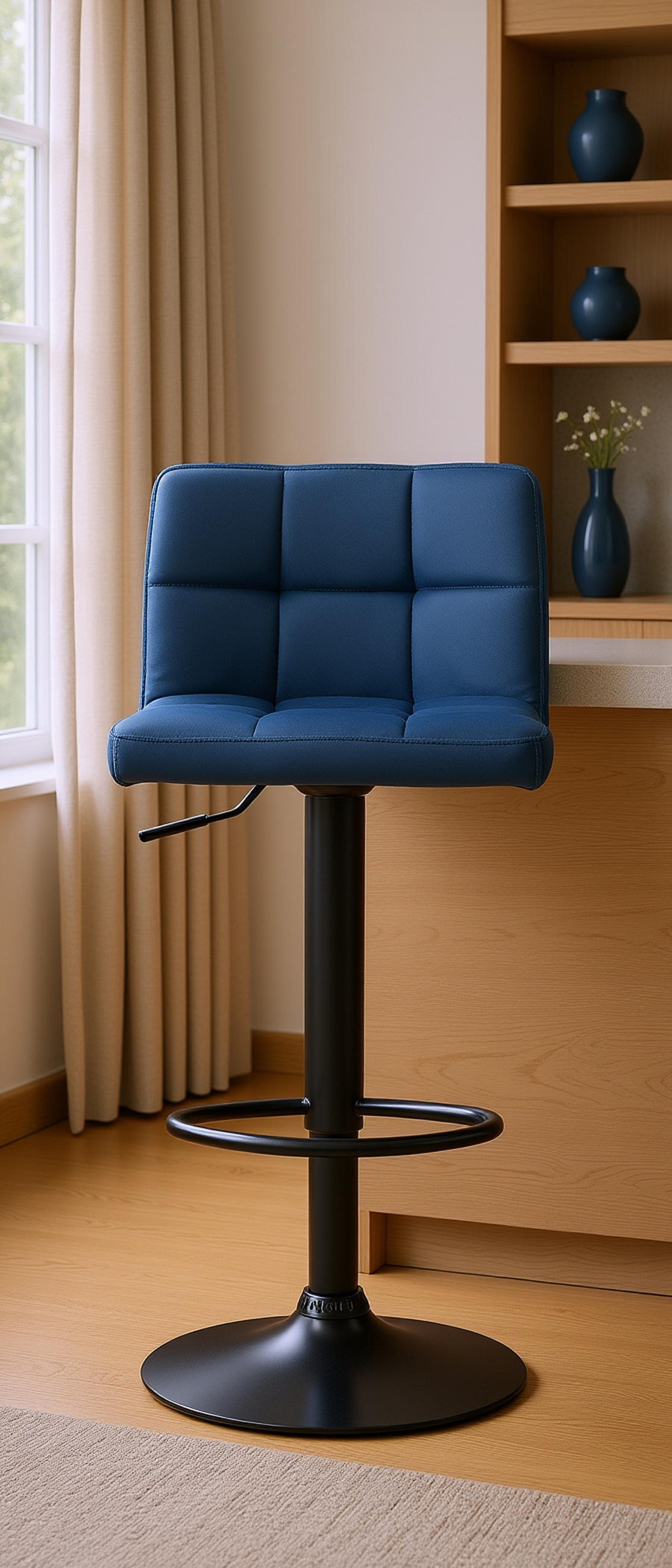 BARHOCKER 2er Set Fenai Samt blau - Blau/Schwarz, Textil/Metall (40/106/40cm) - TPFLiving