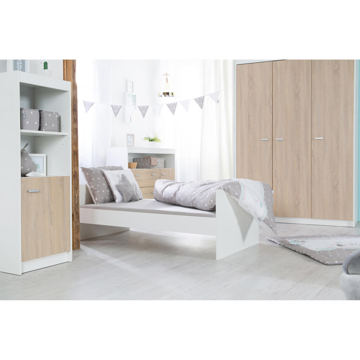 BABYZIMMER-SET Gabriella, mit schmaler Wickelkommode, 3-teilig - Multicolor, Holzwerkstoff (76/80/142cm) - Roba