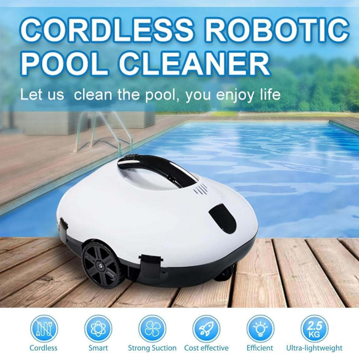 POOLROBOTER, Geeignet Für Flächen Unter 80 m² (EU-Stecker) - Weiß, Kunststoff (34.5/19.8/35cm) - Authentics