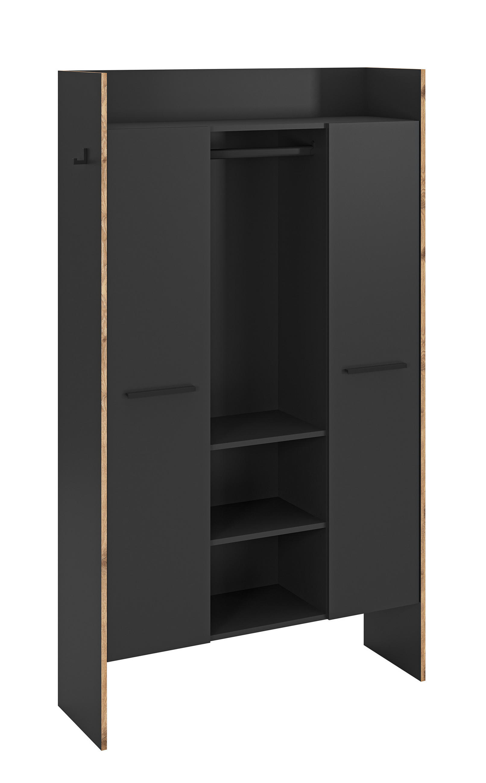 GARDEROBENSCHRANK BUENO (B/H/T: ca. 105/189/37 cm) in Basalt grau/Basalt grau - Grau, Holzwerkstoff (105/189/37cm)