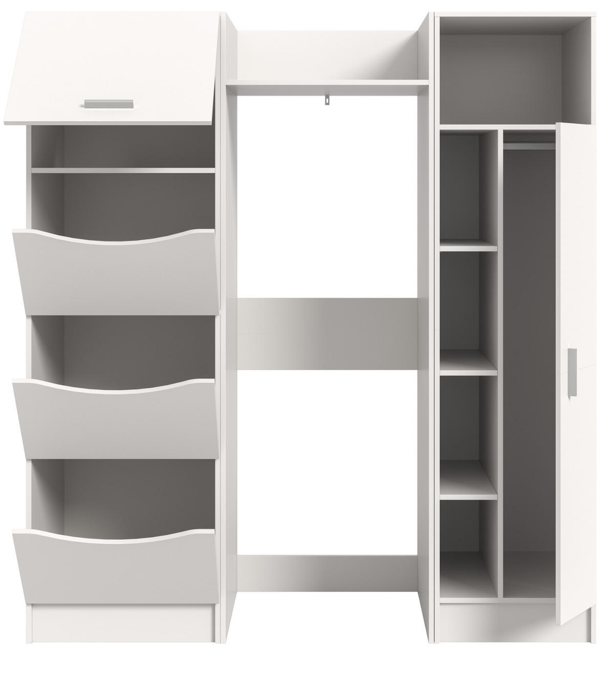 WASCHMASCHINENSCHRANK weiß Set 3-teilig 176 cm, Waschmaschinenumbau mit Stauraum - Silberfarben/Weiß, Glas/Holzwerkstoff (176/195/68cm) - Inn.Furn