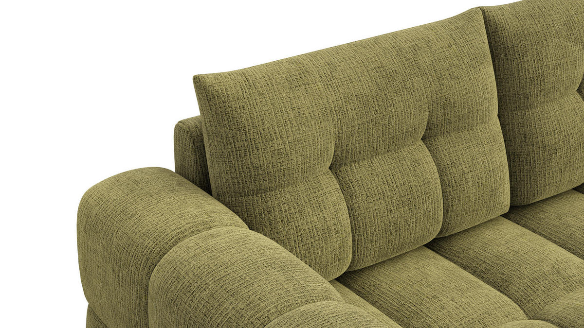 SOFA CLOUDI 2,5-Sitzer, olivgrün - Schwarz/Olivgrün, Holz/Textil (211/89/104cm) - Courtois Laville