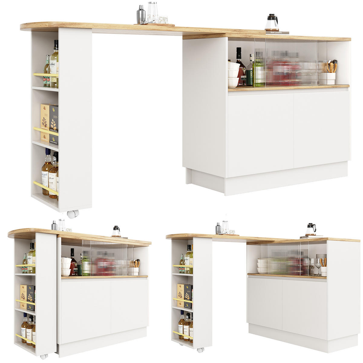 BARTISCH Weiß 90-120/45/100 cm - Weiß, Holz (90/100/45cm) - PANGIVO