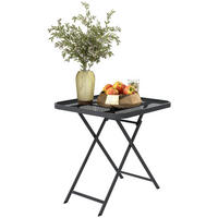 GARTENTISCH DE-07279 klappbar mit Ausschnitt-Design Schwarz - Schwarz, Metall (70/70/72cm) - ComfortXL