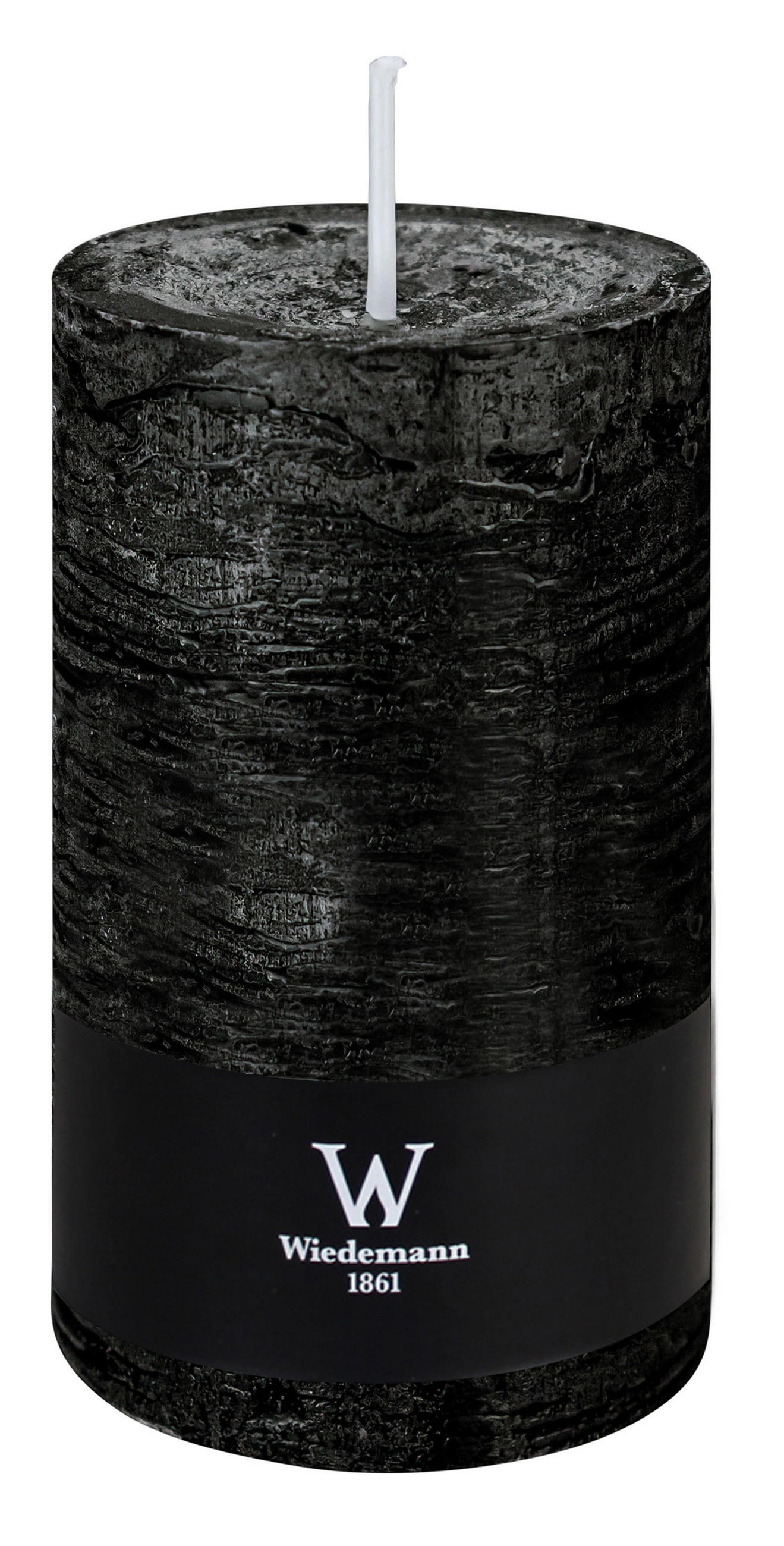STUMPENKERZE Rustik Marble Style Schwarz 190 x Ø 98 mm, 1 Stück - Schwarz, Paraffin (19cm) - Wiedemann Kerzen