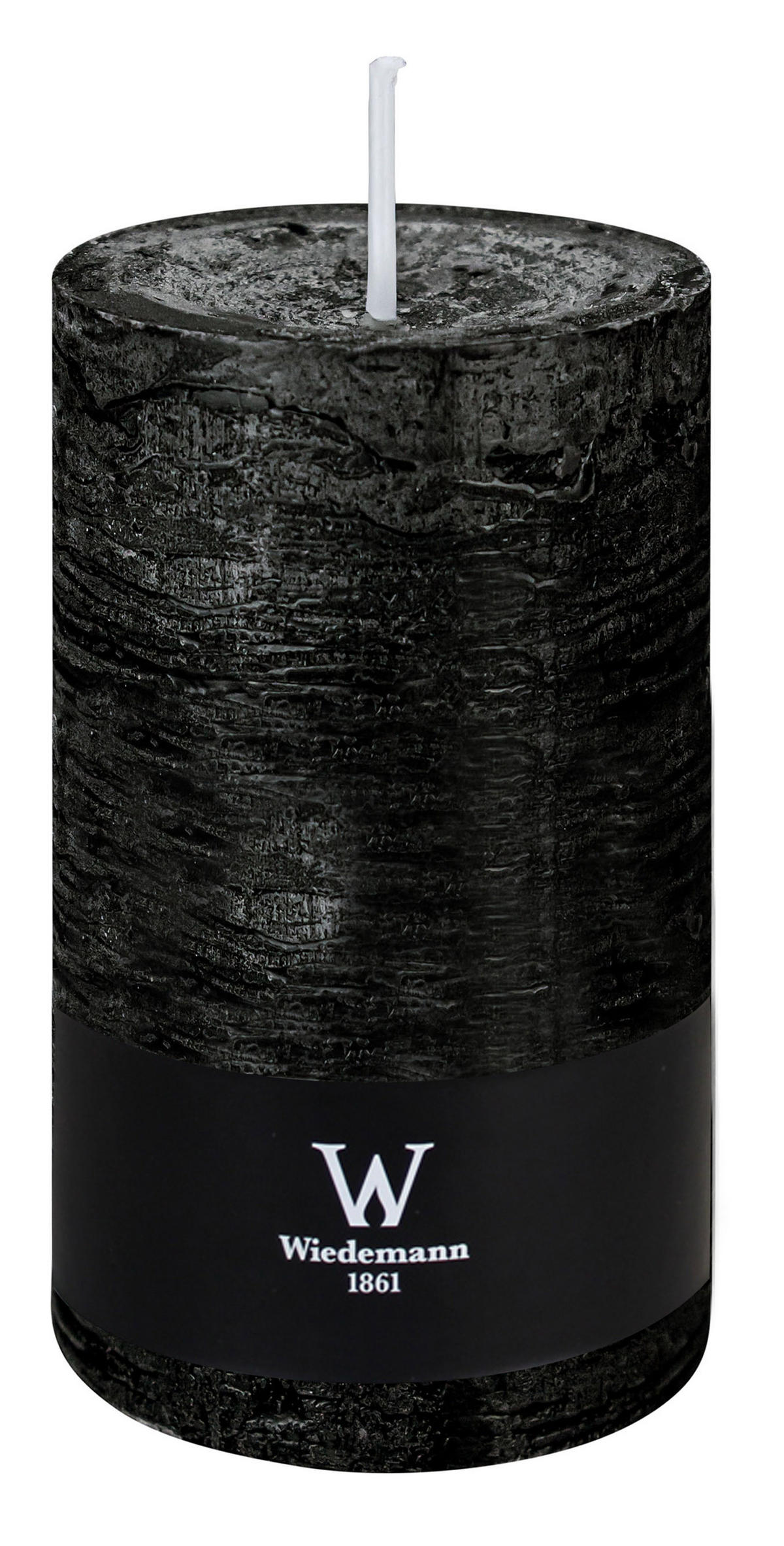 STUMPENKERZE Rustik Marble Style Schwarz 190 x Ø 98 mm, 1 Stück - Schwarz, Paraffin (19cm) - Wiedemann Kerzen
