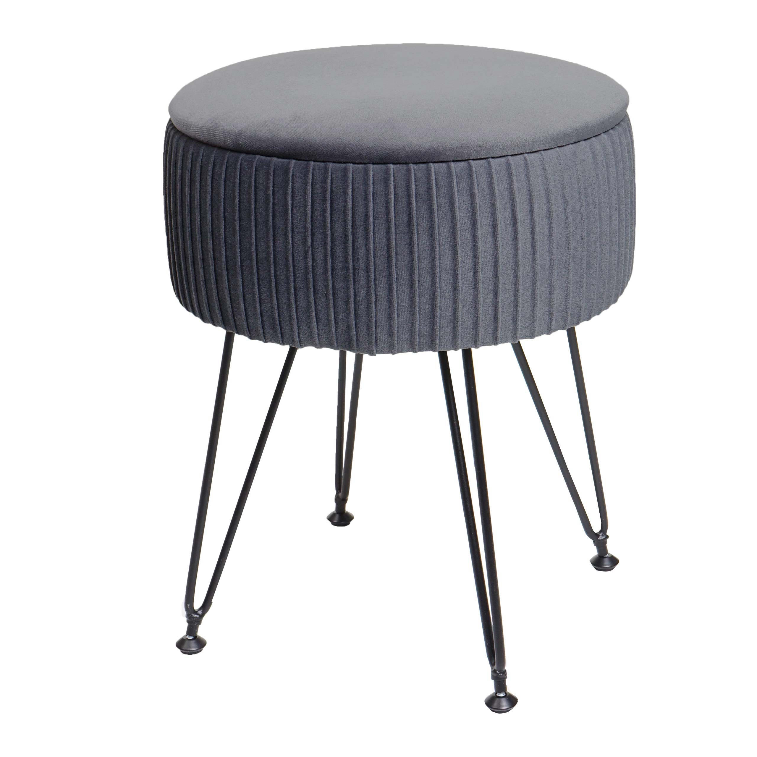 SITZHOCKER Hellgrau, Schwarz - Hellgrau/Schwarz, Textil (33/42/33cm) - MCW
