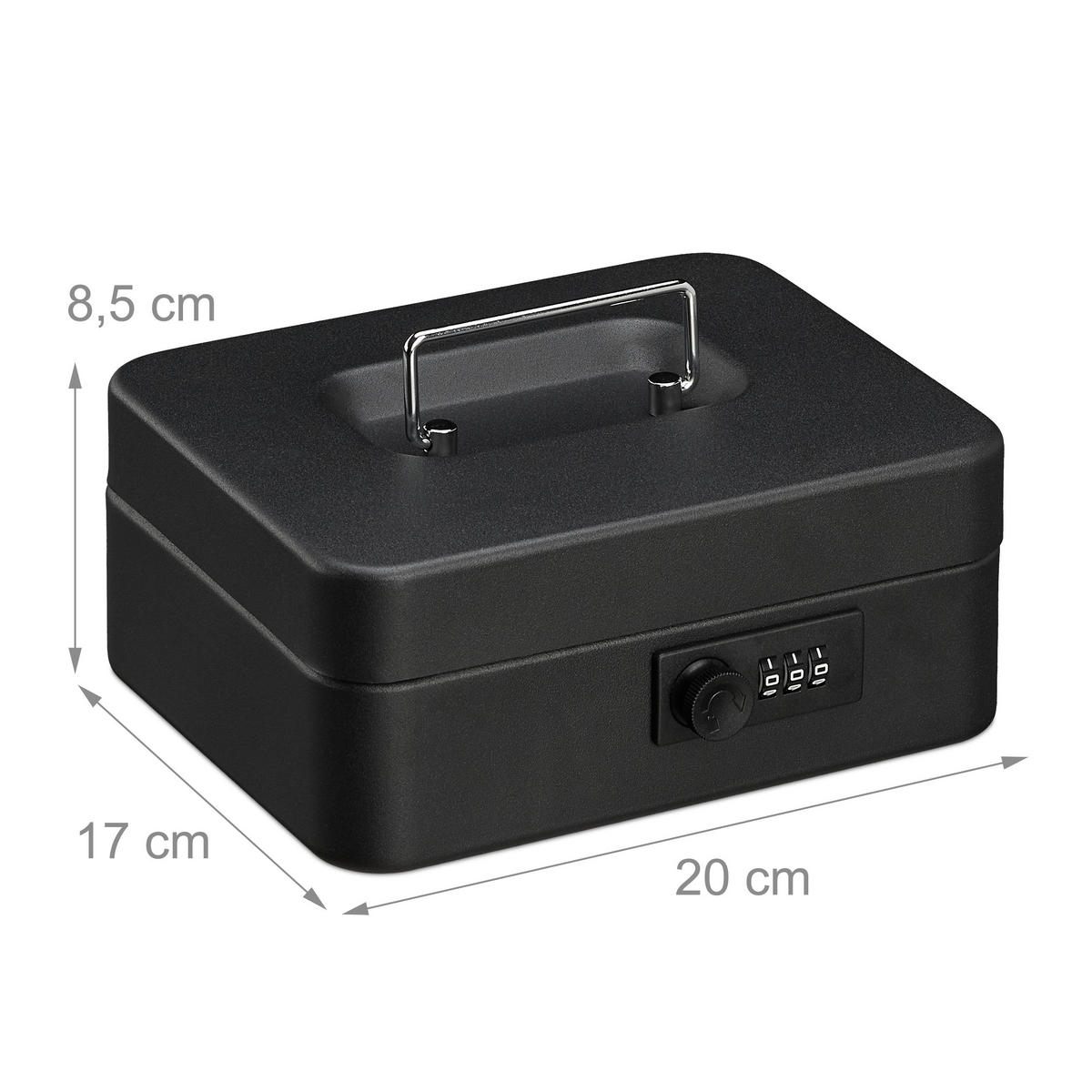 POKLADŇA - čierna, kov/plast (20/8.5/17cm) - Relaxdays