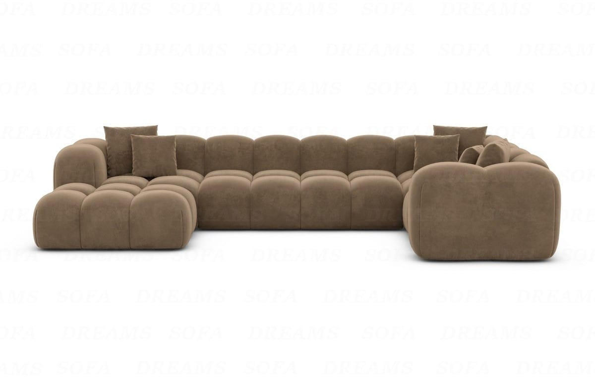 WOHNLANDSCHAFT Cloud Braun Samtstoff - Braun, Kunststoff (314/72/184cm)