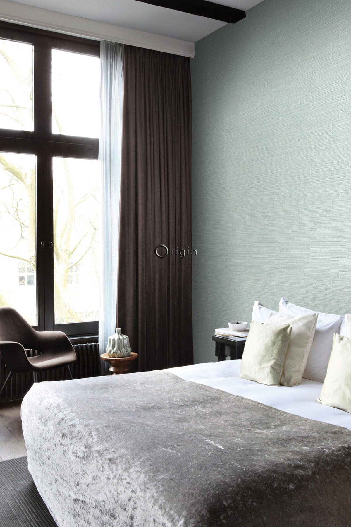 TAPETE Steinoptik 53 cm x 10.05 m - Grün, Papier (53/1000cm) - Origin Wallcoverings