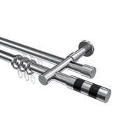 RUNDROHR-INNENLAUF-GARDINENSTANGEN-SET Prestige Mavell 120 cm, 2-läufig, 20 mm Ø Chrom - Chromfarben/Schwarz, Metall (120cm) - INTERDECO
