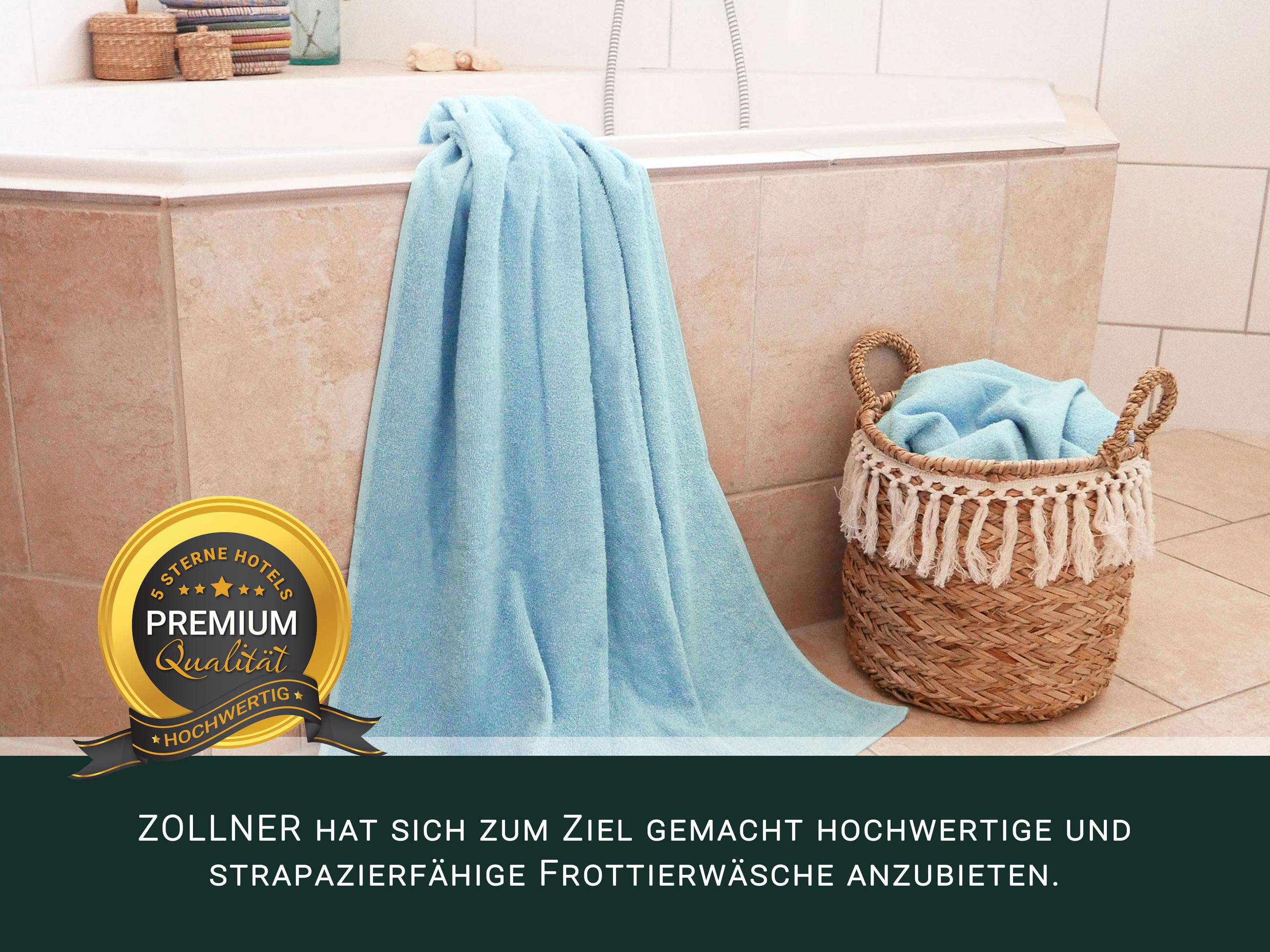 DUSCHTÜCHER, 3er-Set, 70x140 cm, 100% Baumwolle, Blau - Hellblau, Textil (70/140cm) - Zollner