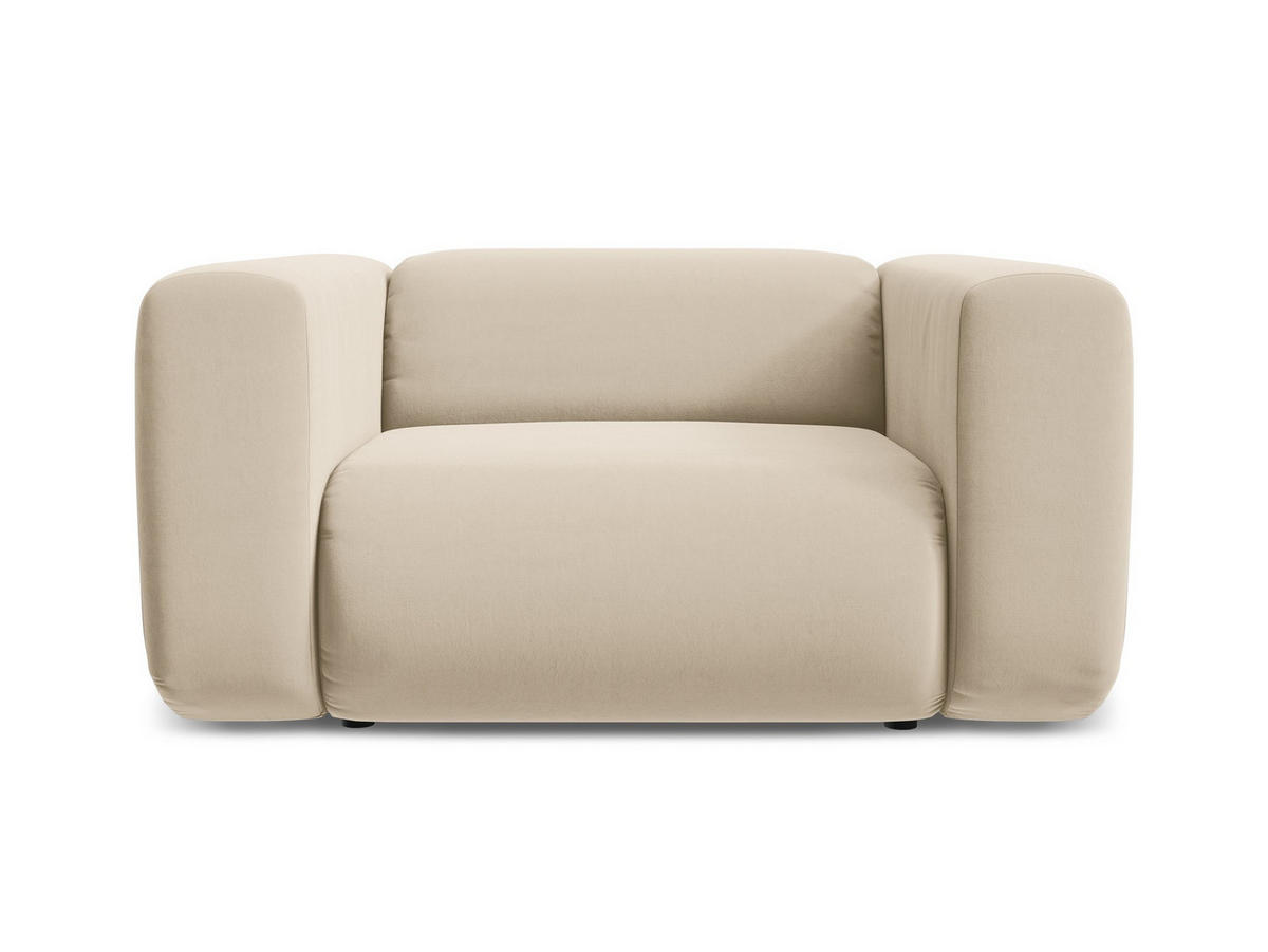 SESSEL Samt Stoff Beige - Beige/Creme, Kunststoff/Textil (137/70/89cm) - Makamii