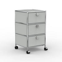 BÜRO-ROLLCONTAINER, Metall, 40 cm, 3 Schubladen, Lichtgrau - Chromfarben/Silberfarben, Metall (40/70.1/39.7cm) - Versee