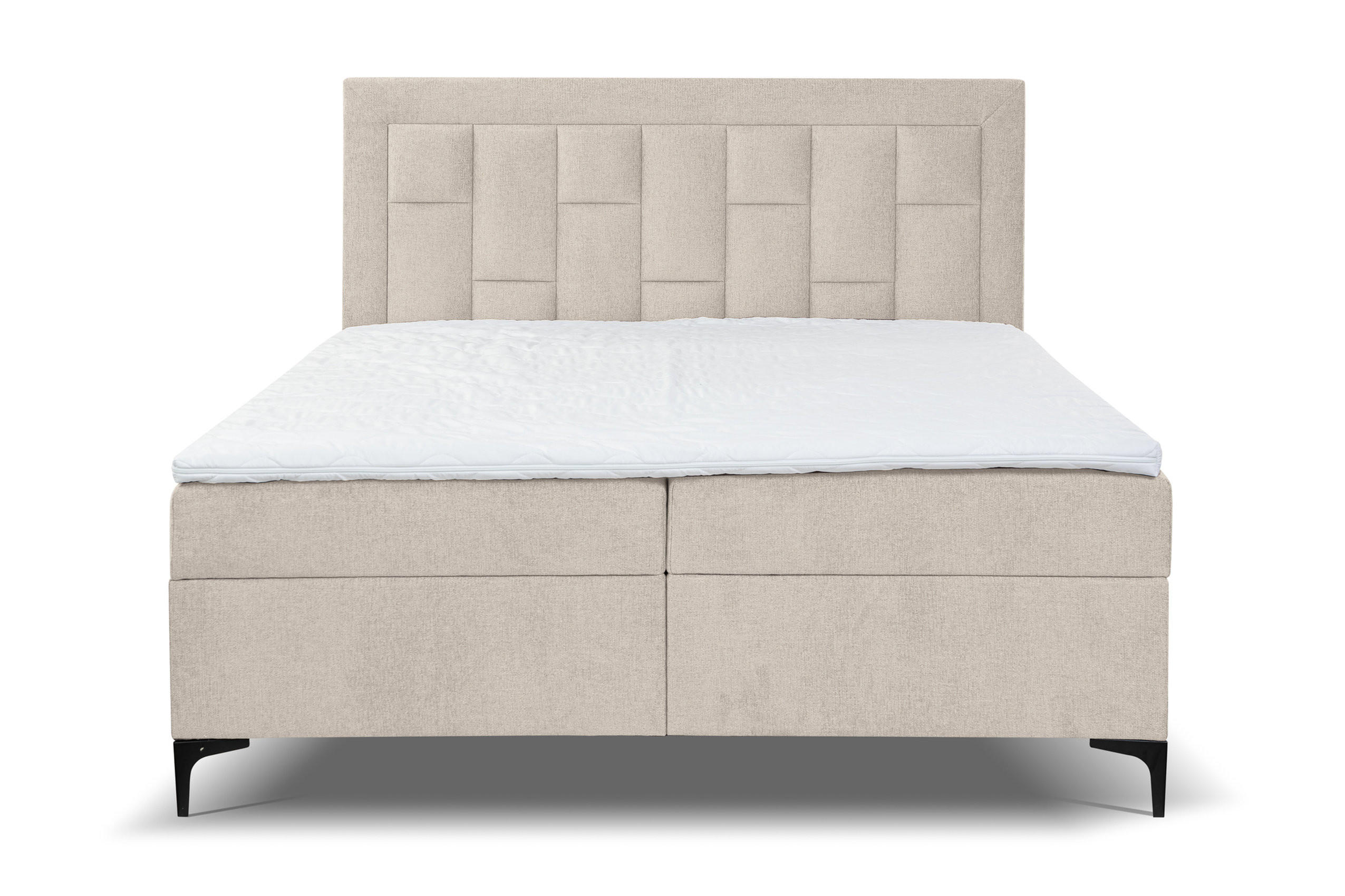 BOXBETT VENEZIA mit 2 Bettkästen, Maße: 140x200 cm, Farbe: Beige , Velourstoff, mit Bonell-Matratze inkl. Topper - Beige, Holz/Kunststoff (140/200cm) - VENASI MÖBEL