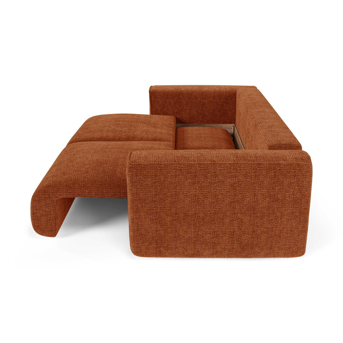 SCHLAFSOFA mit Stauraum COMO Kettgewebe mit weichem Griff Terrakotta 254cm - Dunkelorange/Terracotta, Textil (254/78/95cm) - Premium Interiors
