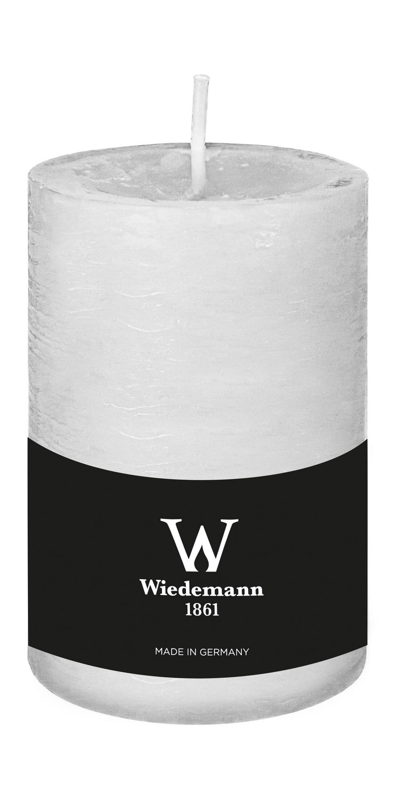 STUMPENKERZE Rustik Marble Style Weiß 130 x Ø 78 mm - Weiß, Paraffin (13cm) - Wiedemann Kerzen