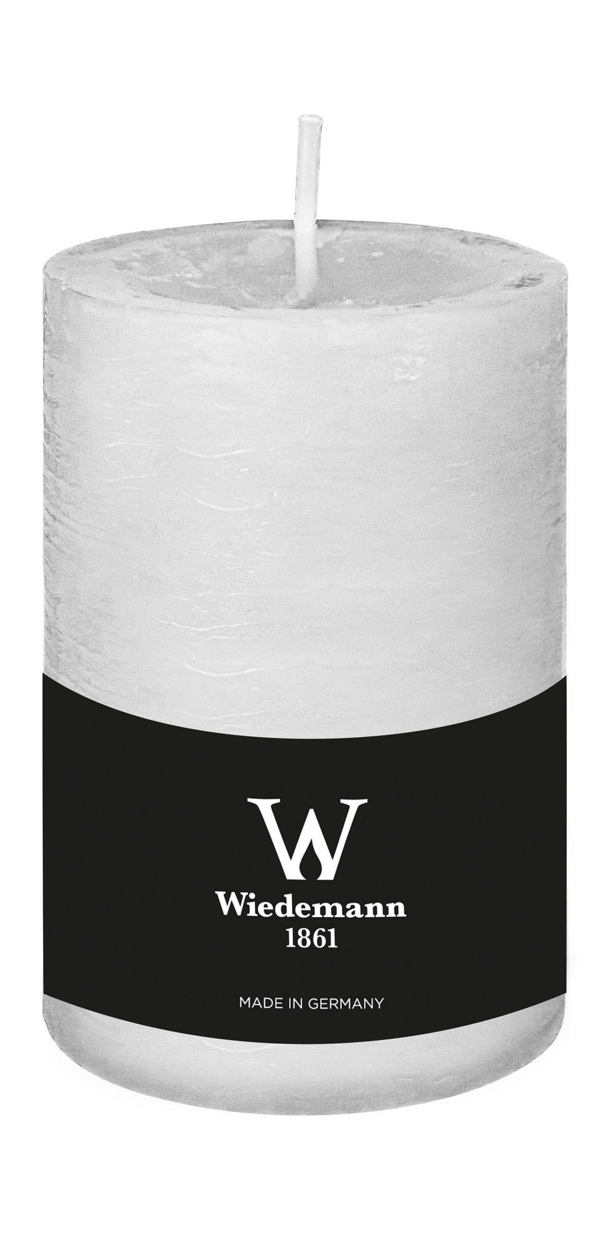 STUMPENKERZE Rustik Marble Style Weiß 130 x Ø 78 mm - Weiß, Paraffin (13cm) - Wiedemann Kerzen