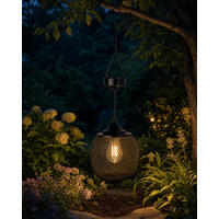 SOLAR-LED-HÄNGELATERNE - elegantes Metall-Mesh-Design mit warmweißem Licht und Dämmerungssensor für Garten und Terrasse - Weiß, Metall (15/15/50cm) - Northpoint