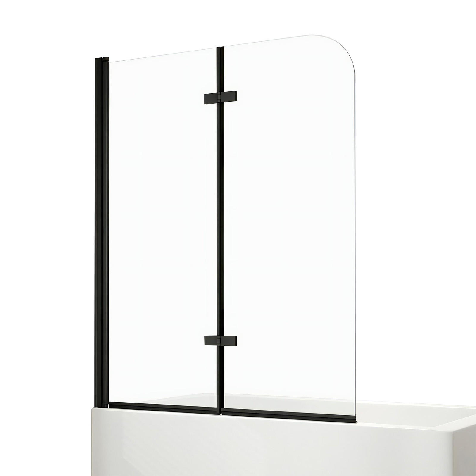 DUSCHWAND für Badewannen Faltbar mit Leicht zu Reinigen Schwarz 140/120 cm - Schwarz, Glas (120/140cm) - EMKE