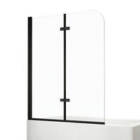 DUSCHWAND für Badewannen Faltbar mit Leicht zu Reinigen Schwarz 140/120 cm - Schwarz, Glas (120/140cm) - EMKE