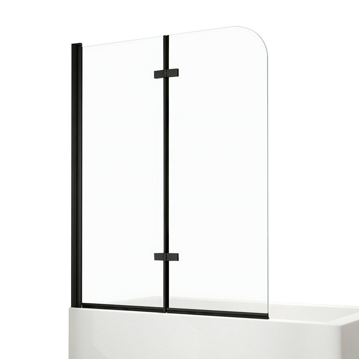 DUSCHWAND für Badewannen Faltbar mit Leicht zu Reinigen Schwarz 140/120 cm - Schwarz, Glas (120/140cm) - EMKE