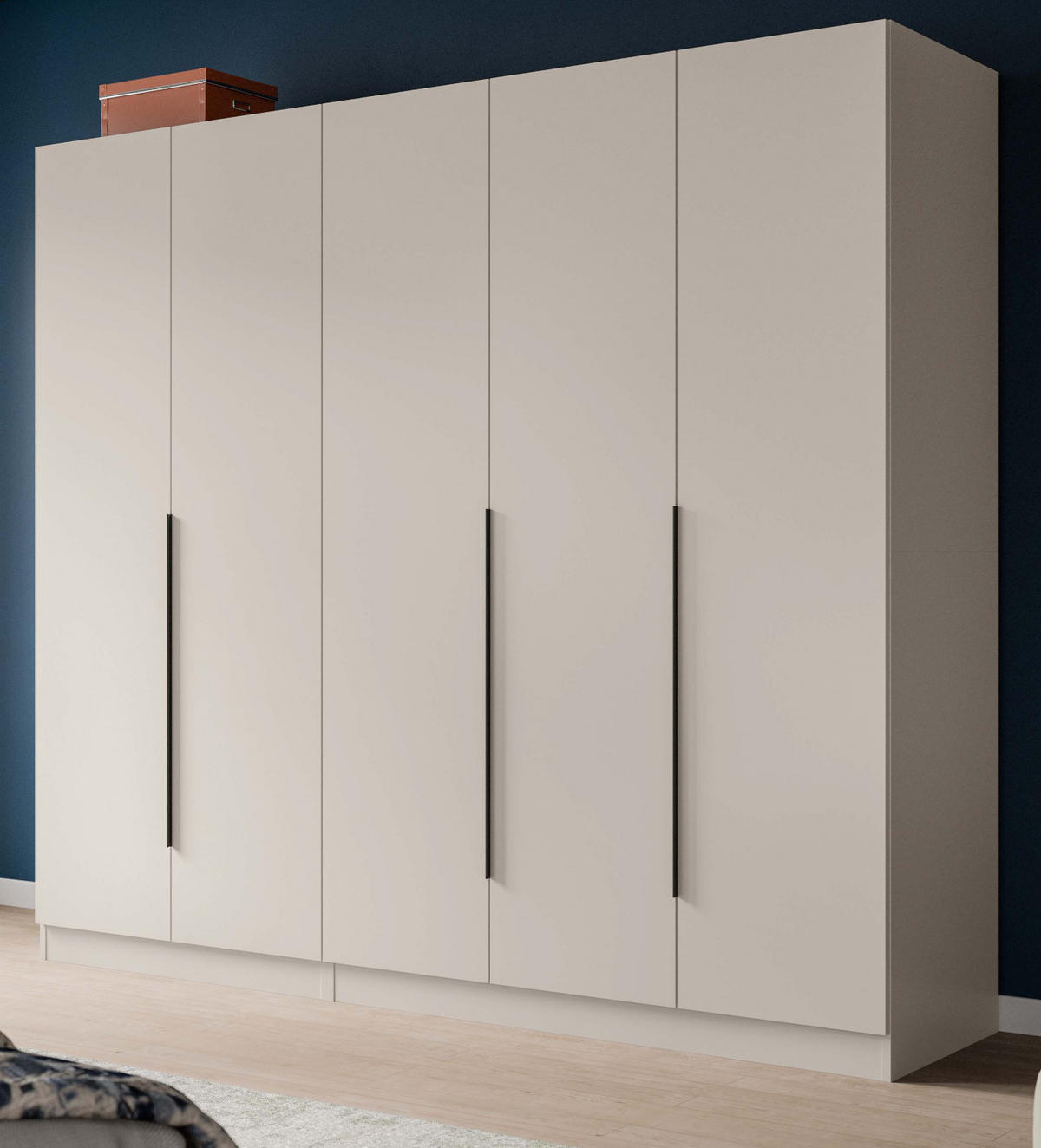 KLEIDERSCHRANK kaschmir 200 x 181 cm, Drehtürenschrank 5-türig mit Einlegeböden - Kaschmir/Schwarz, Holzwerkstoff/Kunststoff (200/181/52cm) - Inn.Furn